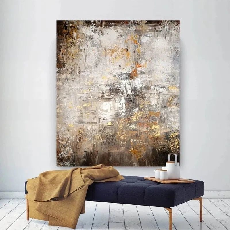 100% Handmade Original Custom Abstract Oil Painting Canvas Modern hand painted art gold foil 6 color Print Method NO Frame